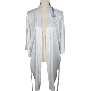 Sioro Short Satin Robe, White, XL